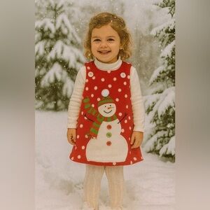 Bonnie Jean Fleece Snowman Christmas Jumper Dress 2t